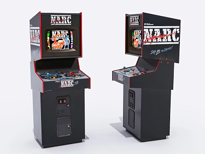 Retro Style Arcade Game Machines As Classic Entertainment Appliances With Joystick Controls 3d model