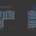 Server Room Interior With Yellow Racks Gray Servers Wooden Ceiling And Metal Shelves