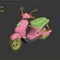 Colorful Pink And Green Stylish Modern Scooter Motorcycle With Vibrant Design Elements
