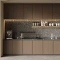 Modern Wooden Wine Cabinet Design With Built-in Lighting And Wine Bottle