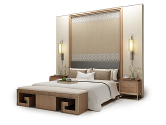 Background double bed 3d model