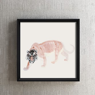 Modern Animal Painting Simple Brown Hallway Animal Tiger Decorative Painting 3d model