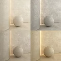 Textured Interior Background Wall with Round Sphere and Decorative Column in Modern Minimalist Design