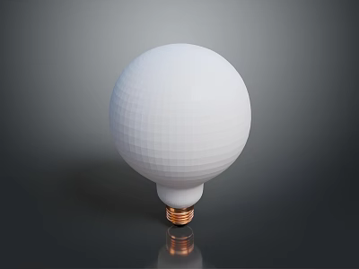 White Spherical Light Bulb With Copper Base And Grid Texture Against Gray Gradient Background 3d model