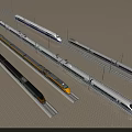 Modern High Speed Trains On Railway Tracks With Sleek Design And Varied Styles