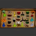 Colorful Small Handmade Figurines in Rustic Tray with Assorted Shapes and Designs