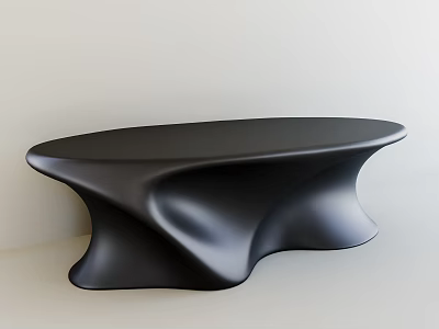 Unique Black Modern Table With Smooth Curved Design And Minimalist Style 3d model