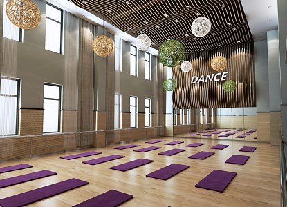 Modern Yoga Room Dance Classroom 3d model