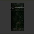 Old Green Cylindrical Metal Canister With Rusty Surface And Metal Clasp