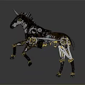 Mechanical Unicorn Robotic Creature With Metal Structure And Tech Inspired Design