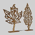 Leaf Shaped Metal Ornament Set With Openwork Design For Home Decor 3d model