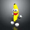 Happy Yellow Cartoon Banana Character with Eyes Mouth Arms Legs as Daily Life Product