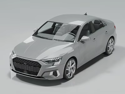 Silver Modern Sedan Car With Sleek Design Front Grille And Alloy Wheels 3d model