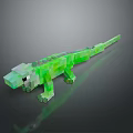 Green Pixel Art Reptile Creature With Block Design And Shiny Green Surface