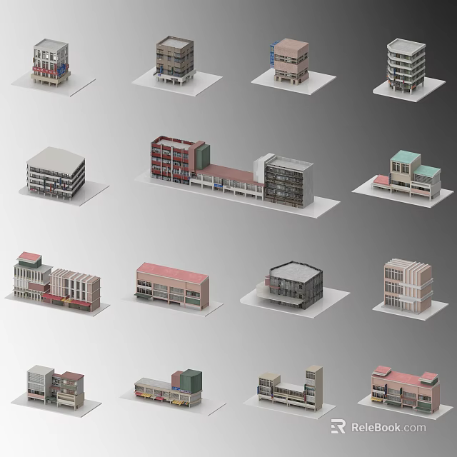 Various Modern School Buildings With Different Architectural Designs And Structures 3d model 