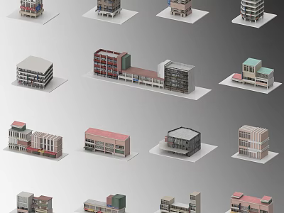 Various Modern School Buildings With Different Architectural Designs And Structures 3d model