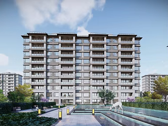 Modern residential area Elegant small high-rise community residential building with site 3d model