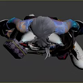 Anime Fantasy Character With Cat Ears Colorful Outfit Striped Pants And White Shoes
