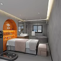Modern Fitness Space With Workout Equipment Massage Bed And Spa Tub