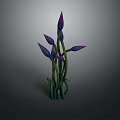 Botanical Plant with Purple Buds and Green Stems Growing Naturally