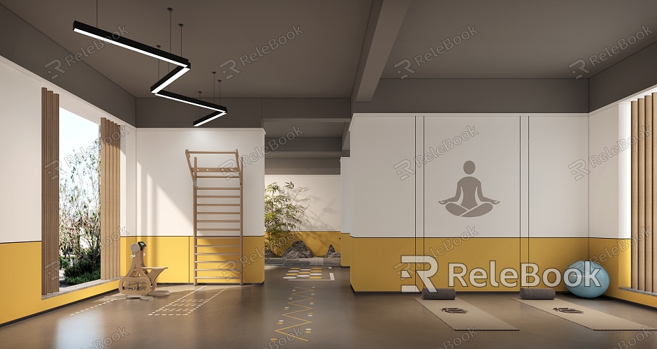 Modern Gym Fitness Yoga Area model