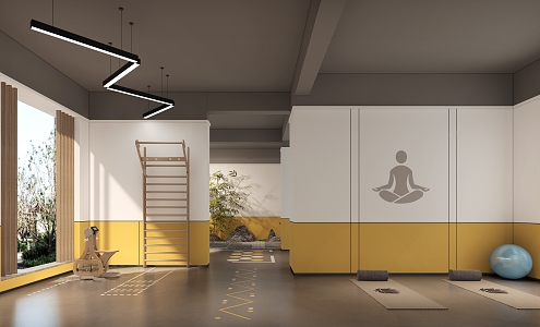 Modern Gym Fitness Yoga Area 3d model