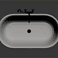 Modern Black And White Bathtub With Black Faucet And Shower Head