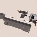 Workshop Metal Lathe Components With Bench Clamp And Motor Parts 3d model