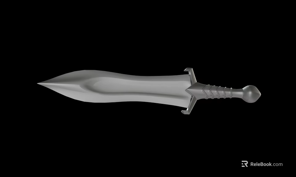 Silver Metal Sword With Decorative Hilt And Pointed Blade Medieval Fantasy Weapon 3d model 