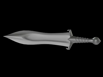 Silver Metal Sword With Decorative Hilt And Pointed Blade Medieval Fantasy Weapon 3d model