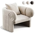 Modern Stylish Beige Fabric Upholstered Single Sofa With Soft Back Cushion And Unique Pleated Details