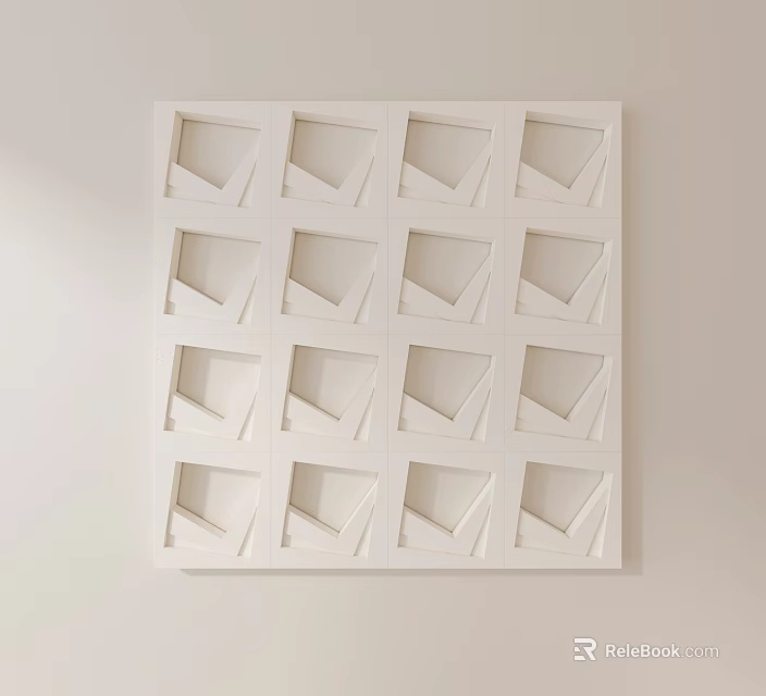 White Carved Decorative Panel With Neatly Arranged Geometric Patterns For Wall Decoration 3d model