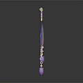 Peacock Feather Shaped Earrings With Purple Blue Gradient And Beads Pendants