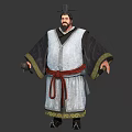 Traditional Robed Male Character With Beard Hat And Red Belt Holding Item
