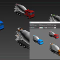 Colorful Concrete Mixer Utility Vehicles in Blue Red Orange Green for Construction