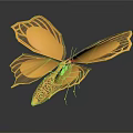 Yellow 3D Paper Cut Butterfly Decor With Intricate Wing Patterns 3d model