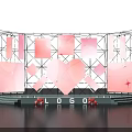 Romantic Stage Design With Pink Heart Central Display And Lighting Effects 3d model