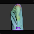 Green Holographic Long Sleeve Top With Purple Trim Mesh Texture And Reflective Black Background