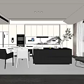 Modern Open Concept Kitchen Interior Design With White Cabinets Black Island And Appliances