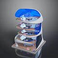 Modern Multi Floor Building With Blue Glass Top And Open Interior Design
