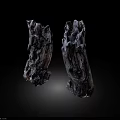 Two Irregular Wood Stone Decorative Pieces With Natural Texture On Black Background
