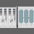 White Wardrobe Cabinet Design With Glass Doors Blue Pattern And Storage Drawers