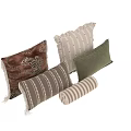 Leopard Print Striped Brown Green Throw Pillows With Fringe And Decorative Patterns