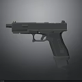 Modern Gray Pistol 3D Model With Green Dot Sight And Ergonomic Grip