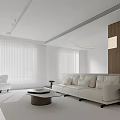 Modern Open Concept Living Dining Room Interior Design With Sofa Coffee Table And Lighting 3d model