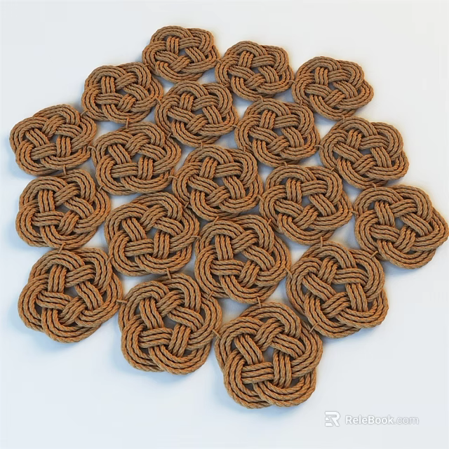 Collection of Braided Knot Shaped Rugs Neatly Arranged On White 3d model 