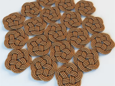 Collection of Braided Knot Shaped Rugs Neatly Arranged On White 3d model
