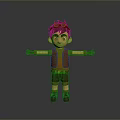 Playful Child Boy Wearing Pilot Goggles Brown Vest Shorts And Boots With Arms Outstretched