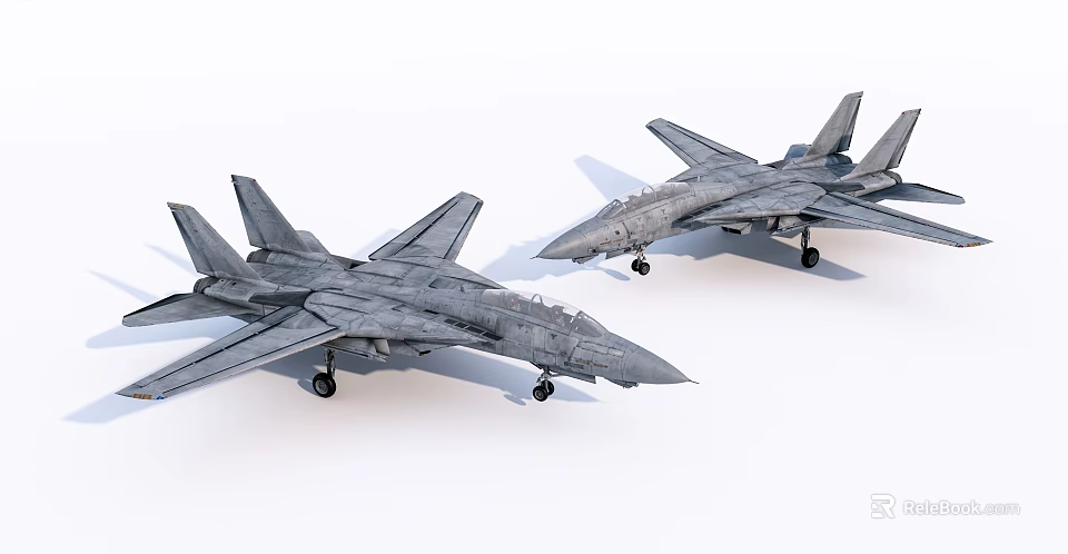 Two Advanced Fighter Jets With Aerodynamic Design And Gray Camouflage 3d model 
