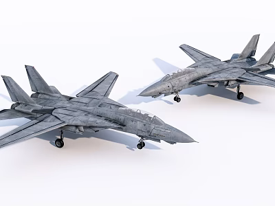 Two Advanced Fighter Jets With Aerodynamic Design And Gray Camouflage 3d model